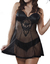 Babydoll transparente con puntilla y taza armada en internet