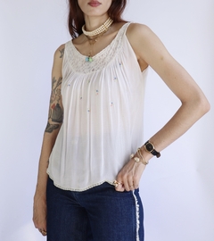 Blusa de seda bordada Montevideo - loja online