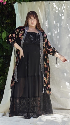 VESTIDO BOHEMIO NEGRO GASA Y ENCAJE - CAROLA CORNEJO BOUTIQUE SUSTENTABLE