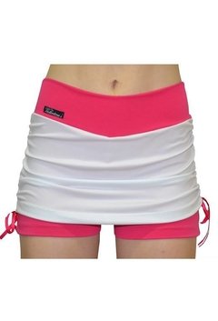 Short Saia Franzido - Rosa com Branco - comprar online