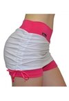 Short Saia Franzido - Rosa com Branco