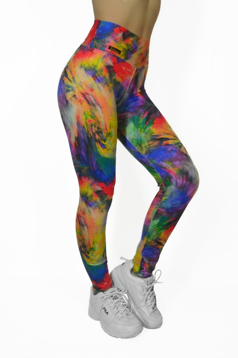 Calça Legging com Cós Duas Cores e Vivo (Preto / Rosa / Marfim), Ref:  K3299-A