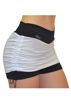 Short Saia Franzido - Preto com Branco