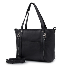 Tote Aurora Cuero Negro - Satchel