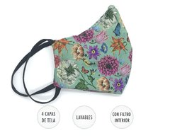 Barbijo Reutilizable con bolsillo - Agarre Vincha - Flores Silvestres - comprar online