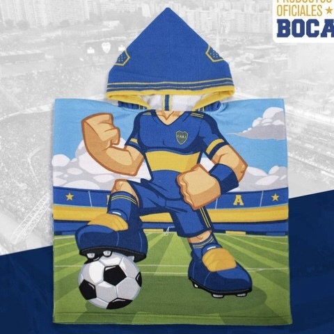 Poncho Futbol de Microfibra Boca con capucha