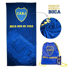 TOALLON MICROFIBRA BOCA ESTADIO JUNIORS C/MOCHILA