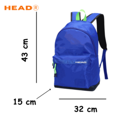 Mochila Azul Lisa Tira Fluo 17P Head (218742) - AL COSTO CALZADO