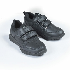 Zapatillas Colegial Doble Abrojo Negro Plumitas (38741) - tienda online