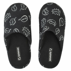 Pantuflas Espumon Algodon Negro Dama Solanas (7011) en internet