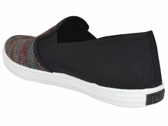 Panchas Lona Dama Jaspeada Negro Deli (470) - comprar online