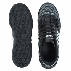 Botines Futbol Negro Rayas Blancas Action Team (10201) - AL COSTO CALZADO