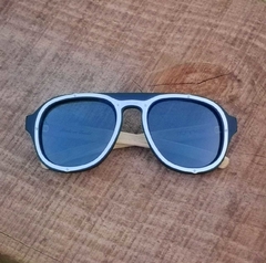 anteojos de sol de madera (patillas) acetato negro y acero inoxidable (frente) estilo aviador modelo Hanoli X marca Nomade vista frente