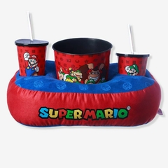 KIT ALMOFADA PIPOCA FIBRA SUEDE SUPER MARIO EVERGREEN 2 COPOS