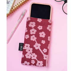 Funda para celular y anteojos Margaritas Bordo