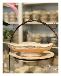 rabanera de porcelana francesa pillivuyt color coral y oro con monograma