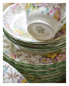 Trío de té de porcelana inglesa Tuscan bone china - El aparador decó