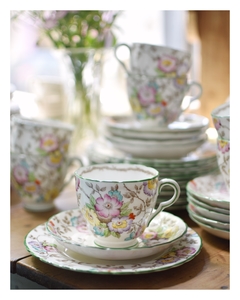 Trío de té de porcelana inglesa Tuscan bone china - comprar online