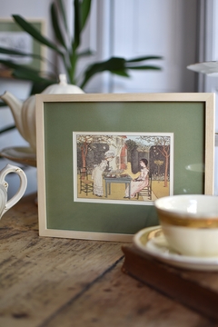 Tarjeta vintage Hora del té (tea time) enmarcada con paspartou 19,5 x 23,5 cm
