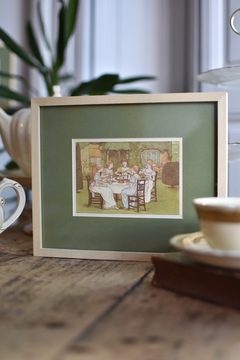 Tarjeta vintage Hora del té (tea time) enmarcada con paspartou 19,5 x 23,5 cm