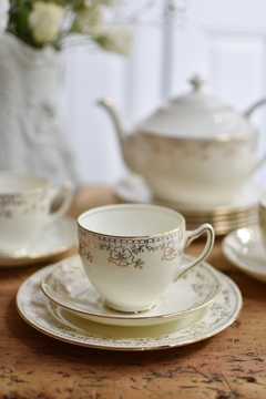 Trío de té de porcelana inglesa bone china Adderley (taza de té con plato y plato de postre) en internet