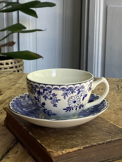 Taza de té con plato de loza inglesa Johnson Bros Devon cottage sin uso en internet