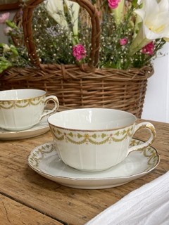 Taza de té con plato de porcelana Limoges