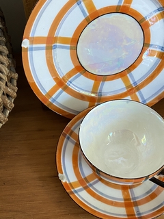 OFERTA trío de té de porcelana japonesa chip en taza y platos - comprar online