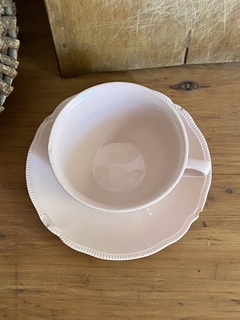 OFERTA taza de té con plato de loza inglesa Johnson Bros rosa (tiene 4 chips el plato y uno la taza) - comprar online