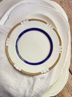 Set de 6 platos de postre de loza inglesa Alfred Meakin azul cobalto y oro 20,5 cm