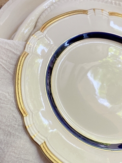 Set de 6 platos playos de loza inglesa Alfred Meakin azul cobalto y oro 25,5 cm - comprar online