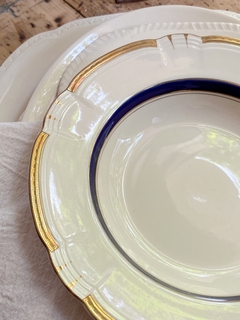 Set de 6 platos hondos de loza inglesa Alfred Meakin azul cobalto y oro 25,5 cm - comprar online