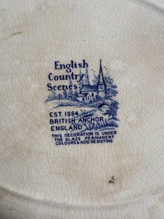 Fuente oval manchada de loza inglesa British Anchor English Country Scenes mide 33 x 28 cm - comprar online