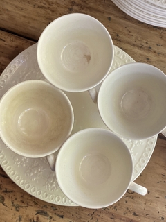 Oferta 3 tazas de café con plato de loza inglesa Wedgwood Wellesley (craquel, ver fotos) - comprar online