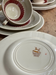 Trío de té de loza inglesa art decó Susie Cooper Crown Works - tienda online