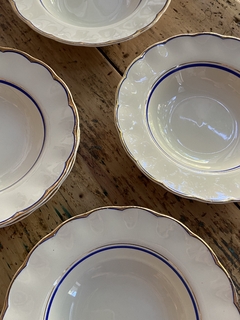 Set de 5 platos hondos de loza inglesa Grindley azul y dorado 23 cm - comprar online