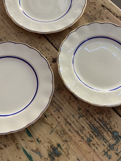 Set de 6 platos playos de loza inglesa Grindley azul y dorado 23 cm - comprar online