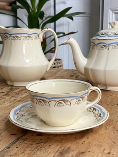 Taza de té con plato de loza inglesa Alfred Meakin Art decó