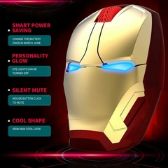 Iron Man - Ratón inalámbrico con iluminación, silencio, 2.4G, ergonómico, óptico, para portátil, 3 DPI ajustables para mano izquierda/derecha, compatible con Windows, Mac y Linux