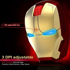 Imagen de Iron Man - Ratón inalámbrico con iluminación, silencio, 2.4G, ergonómico, óptico, para portátil, 3 DPI ajustables para mano izquierda/derecha, compatible con Windows, Mac y Linux