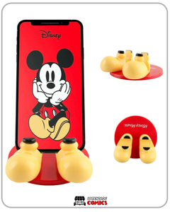 Disney Mickey Mouse Feet - Soporte para teléfono celular con calcomanía de regalo, soporte para teléfono celular para el hogar y la oficina, soporte universal para teléfono de escritorio compatible con Android/iPhone y más, color rojo