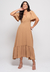 Vestido Bisô Midi Babado Camel