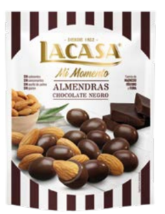 Almendra tostada cubierta de chocolate Negro Lacasa x 125 grs