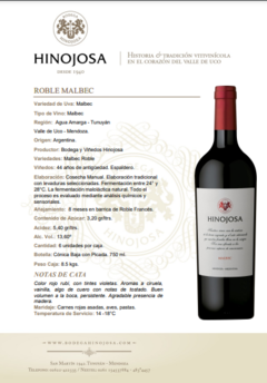 Hinojosa Roble Malbec - comprar online