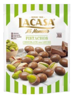 Pistachos bañados con chocolate con Leche Lacasa x 100 grs