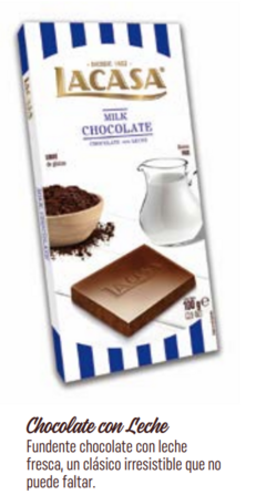 Tableta de Chocolate con leche Lacasa x 100 grs