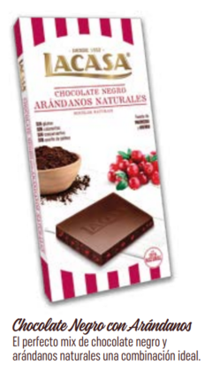 Tableta de Chocolate Negro con Arándanos Lacasa x 100 grs