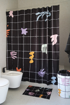 Cortina Baño Grid + Shapes Negra - comprar online