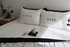 Fundas de Almohada Blanco Chill Here Negro - tienda online