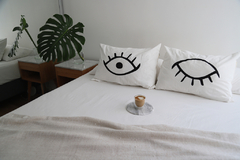 Fundas de Almohada Blanco Eyes Negro - Outlet - tienda online